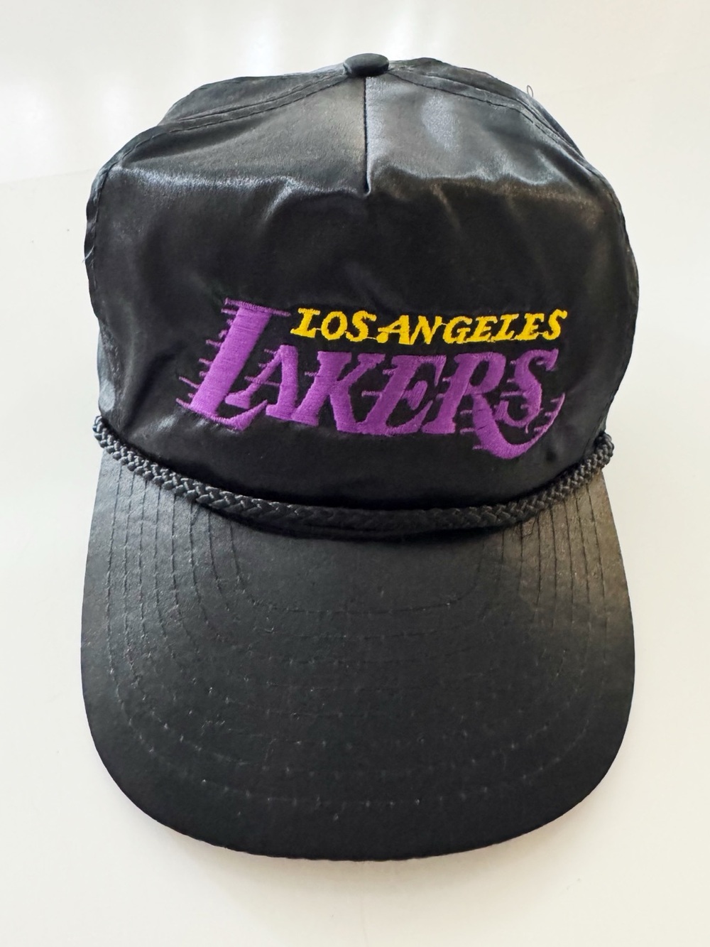 Rare Vintage 90s Los Angeles Lakers Satin Zipperback Nissin Hat
